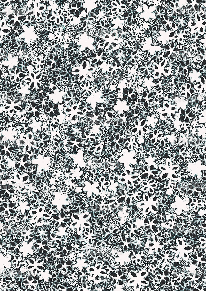 0048B- Black and White Ditsy Lace Floral