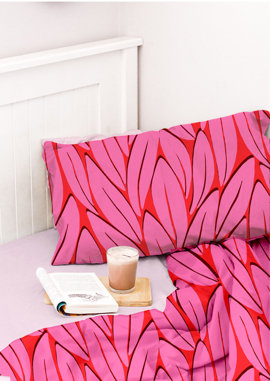 0068A- Pink and Red Bold Graphic Leaves