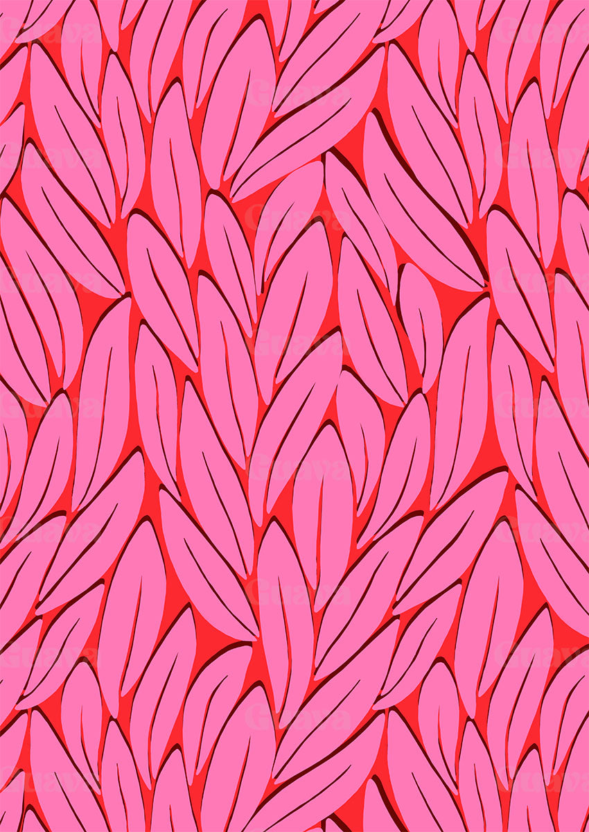 0068A- Pink and Red Bold Graphic Leaves