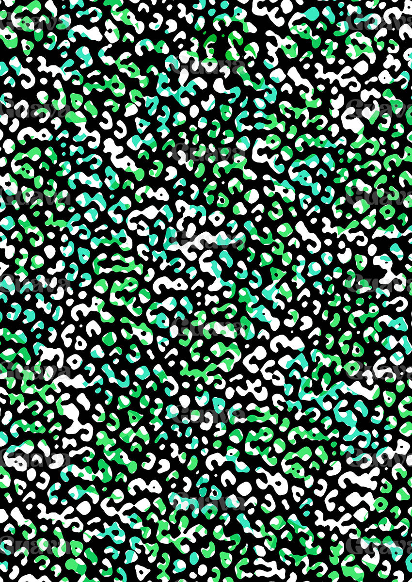 0183A- Black, Aqua and White Leopard print