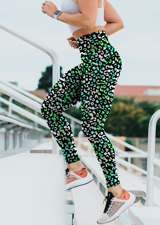 0183A- Black, Aqua and White Leopard print