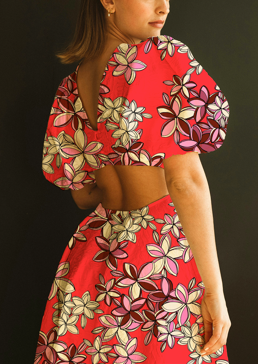 0234D- Red and Pink Hawaiian Floral