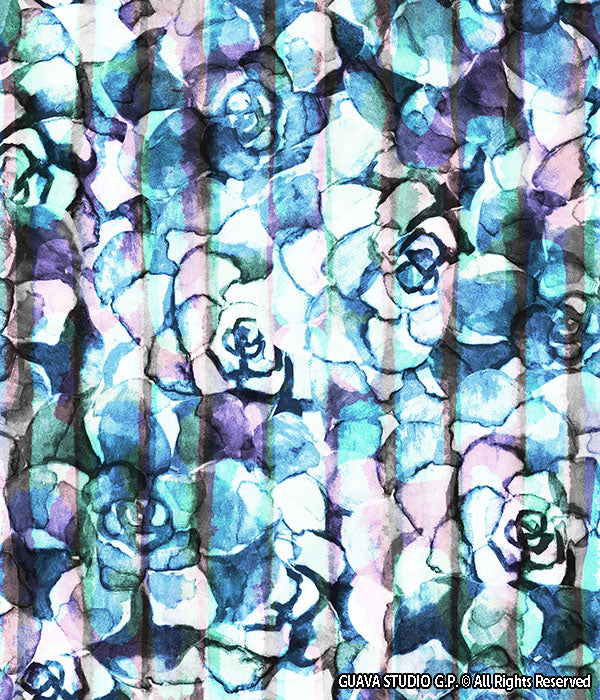 0237E- Blue Watercolor Suculent Floral