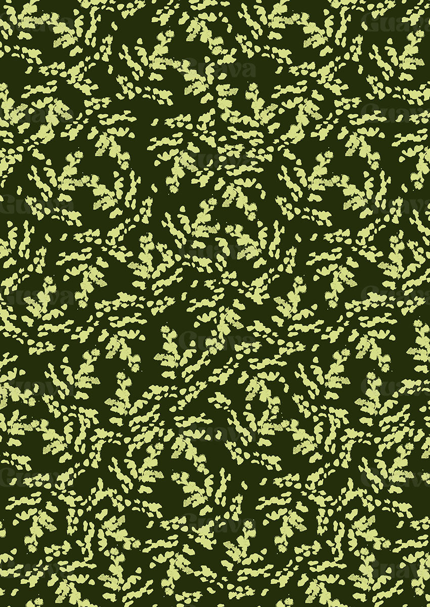 0264B- Abstract Forest Green Ditsy Leaves