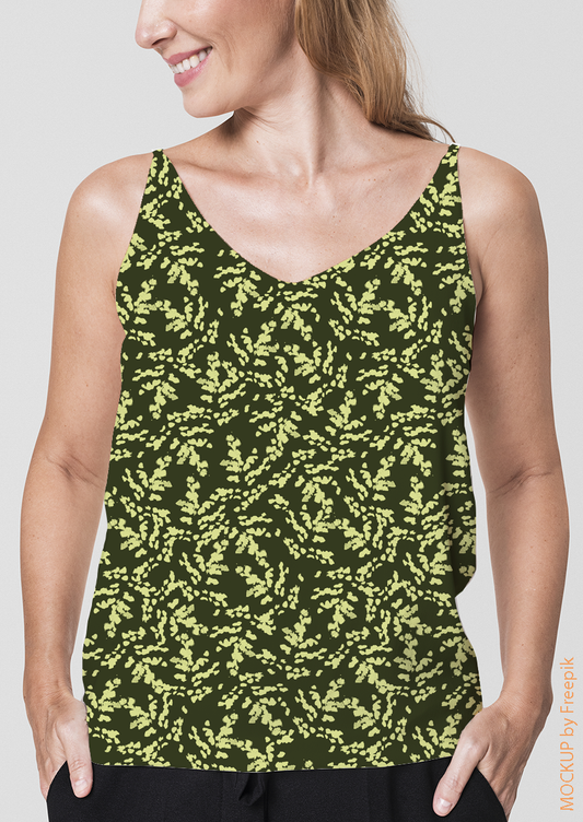 0264B- Abstract Forest Green Ditsy Leaves