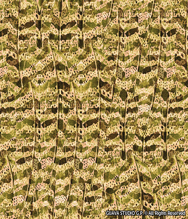 0289D- Y2K Brown Green Feather Ethnic Print