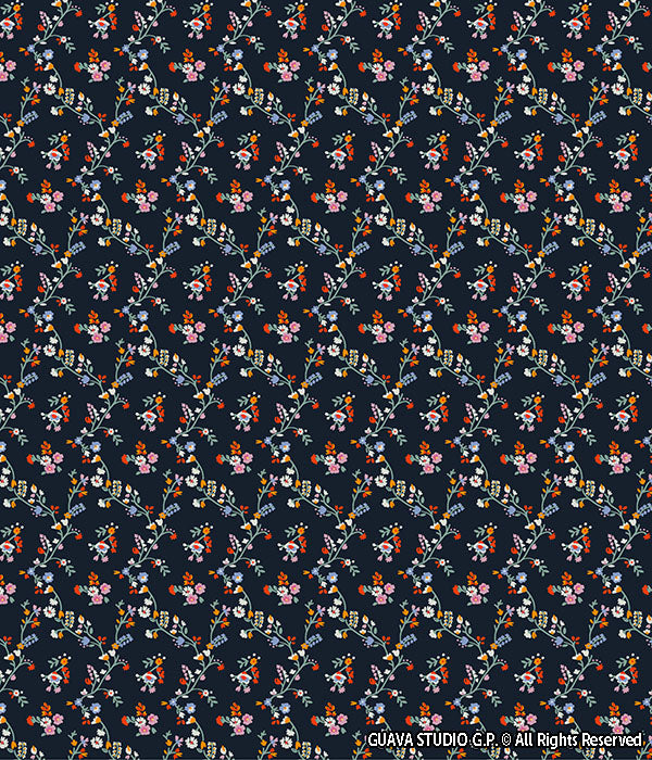 0297C- Navy Ground Victorian Inspired Ditsy