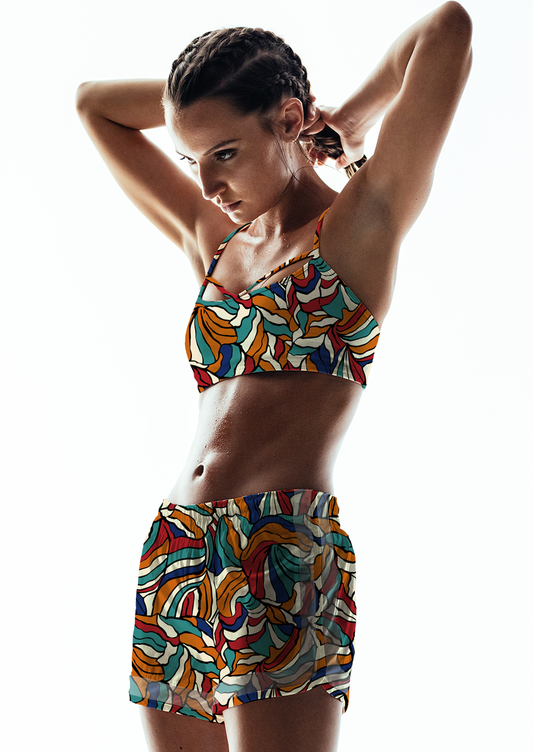 0298B- Orange and Teal Stained Glass Leaves