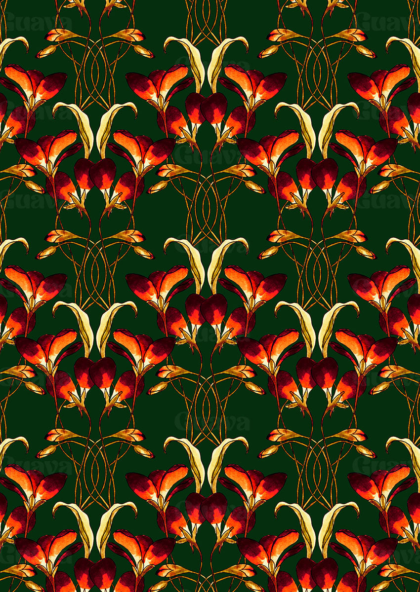 0308B- Dark Green Hand Paintd Baroque