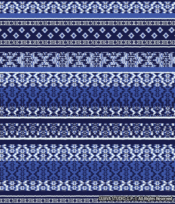 0318J- Indigo and White Striped Ikat