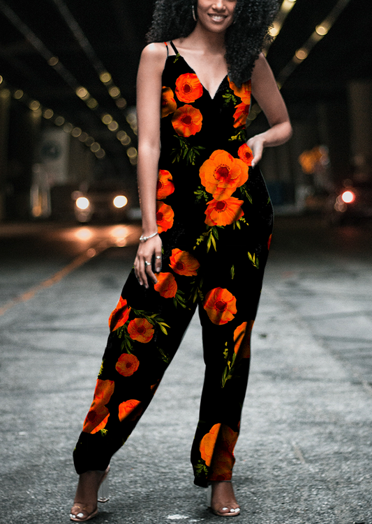 0320B- Orange Red and Black Poppies