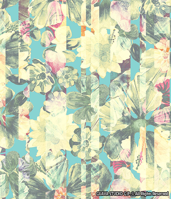 0322A- Faded and Teal Hibiscus Collage