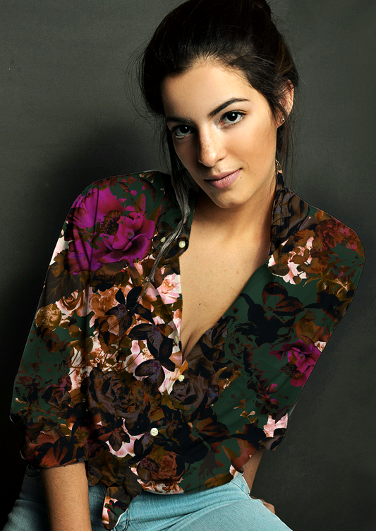 0323B- Dark Green Rose Bush Floral