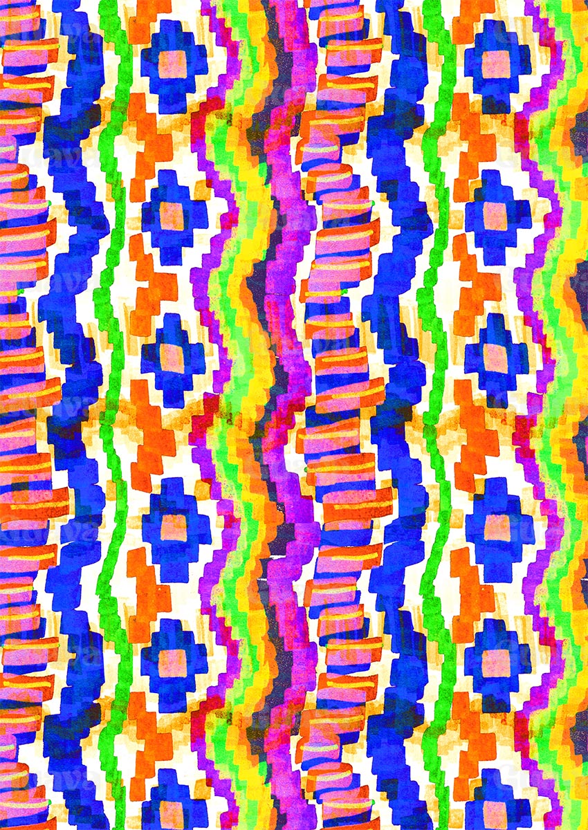 0357A- Colorful Hand Drawn Ikat Stripes