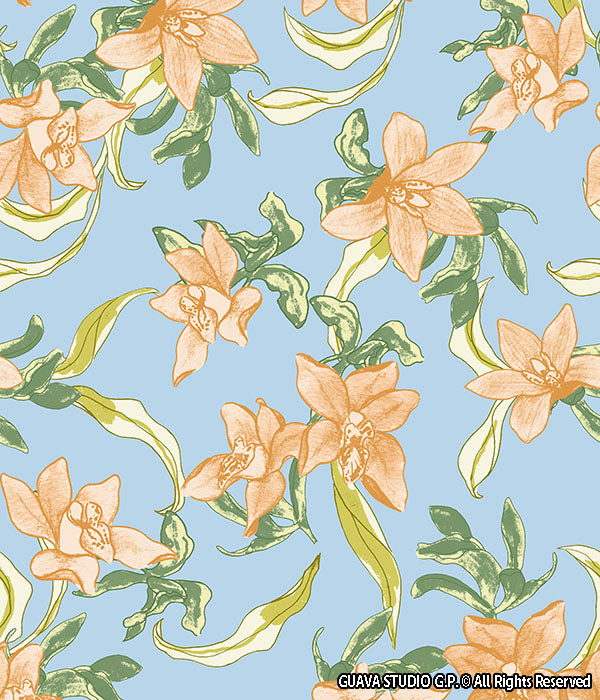 0363E- Y2K Pastel Flowy Orchids and Leave