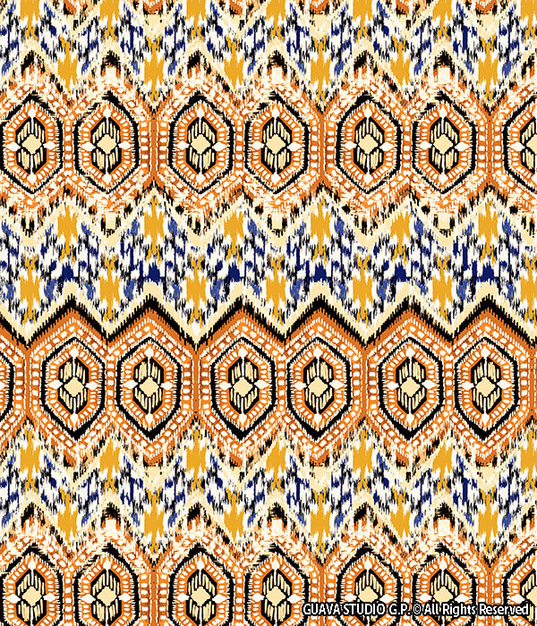 0380B- Gold and Tan Ikat Medallion Stripes