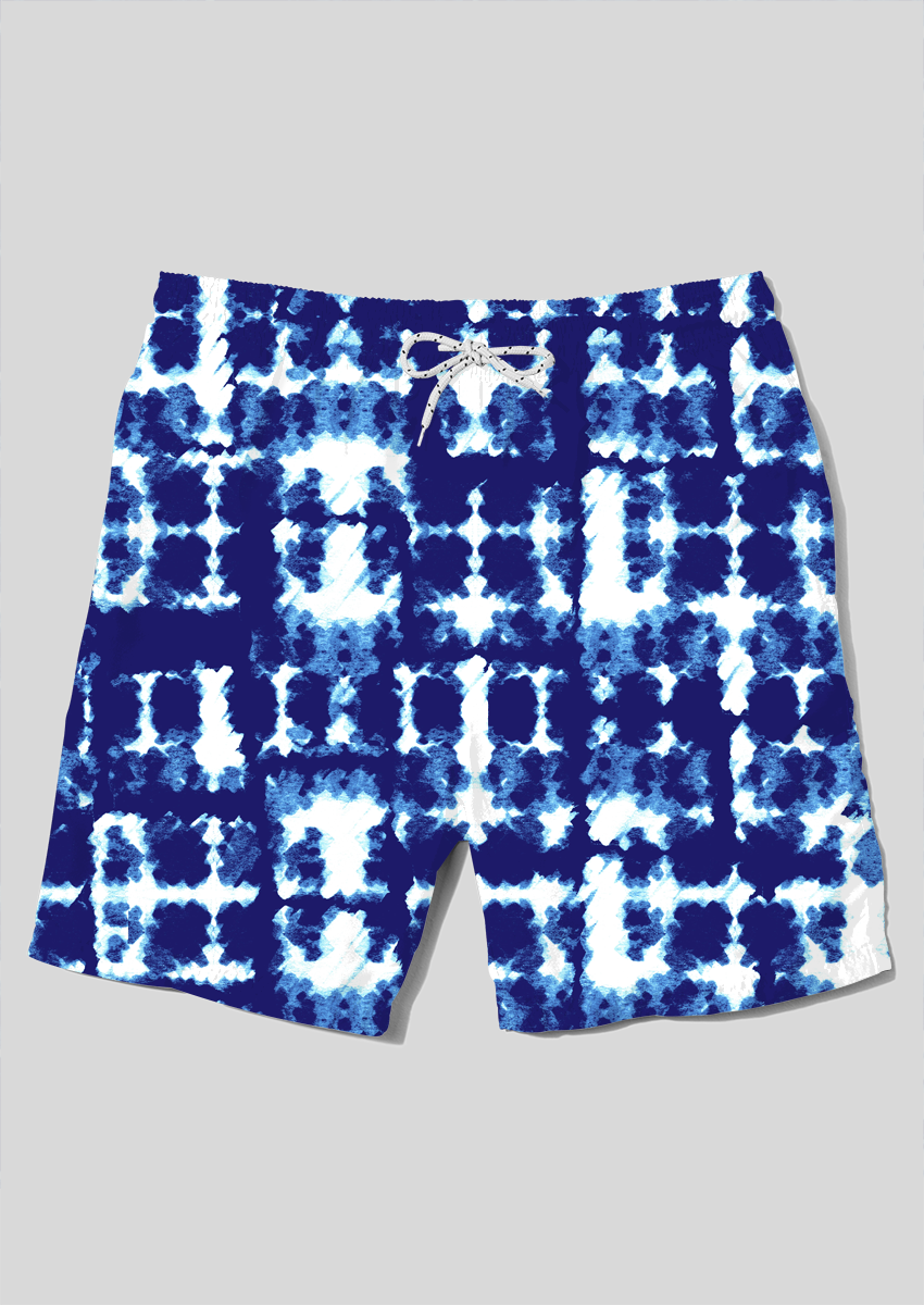 0382B- Blue and White Tie Dye Plaid