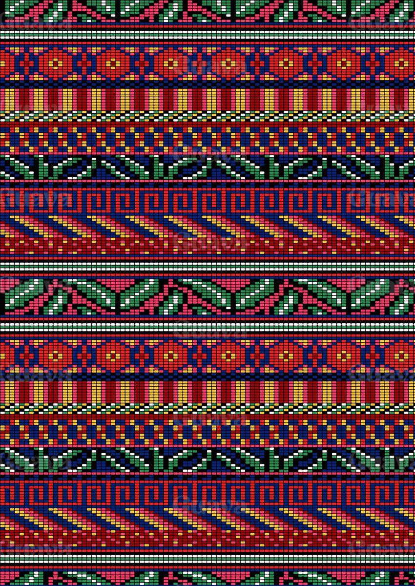 0392B- Multicolored Beaded Stripes