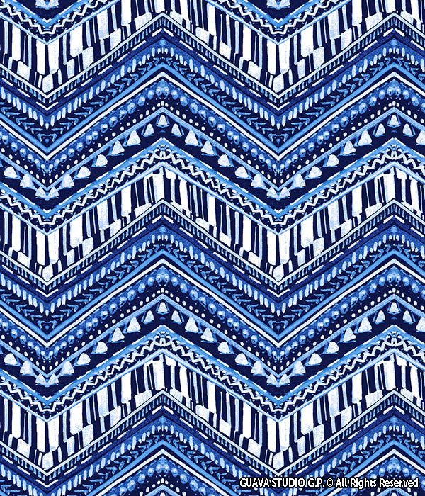 0415F- Indigo Ethnic Chevron