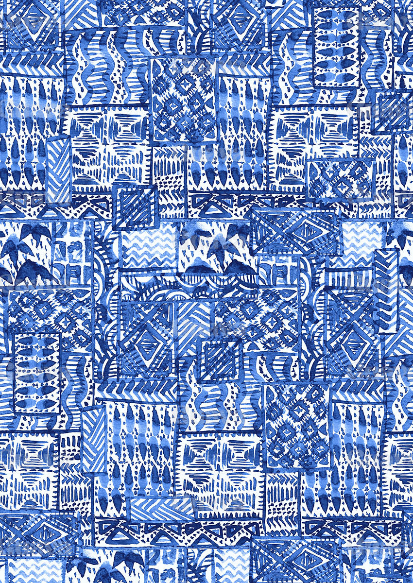0431A- Indigo Ethnic Patchwork