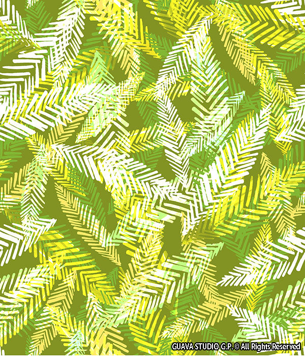 0464A- Lime Green Hand Painted Palm Leaves