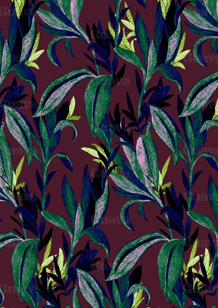 0510A- Deep Brown Tropical Floral