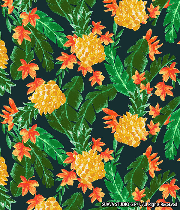 0604D- Tropical Pineapple and Banana Leaves