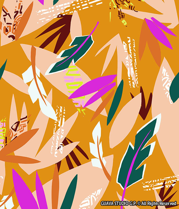 0612D- Abstract Cut Out Geo Tropical Leaves