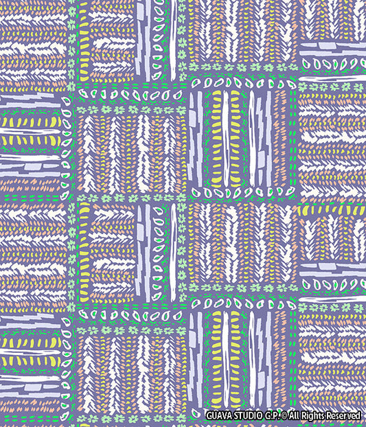 0622D - Indigo Ikat Paisley Patchwork