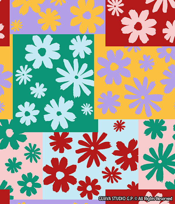 0623D - Bright Colored Daisies Patchwork