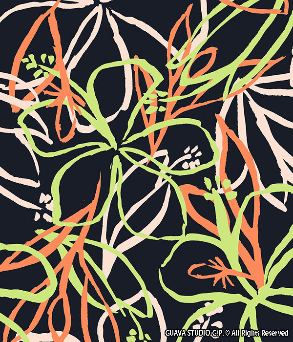 0624C - Outlined Neon Hawaiian Flowers
