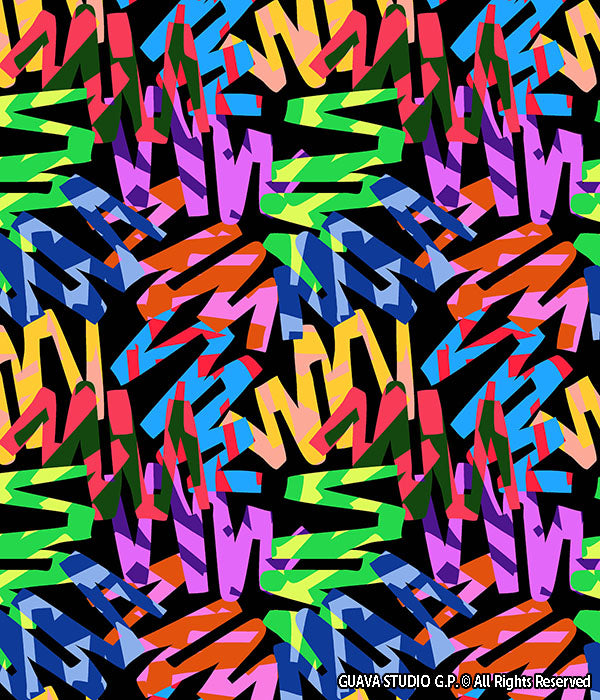 0627D - Colorful 90s Graffiti Zigzag