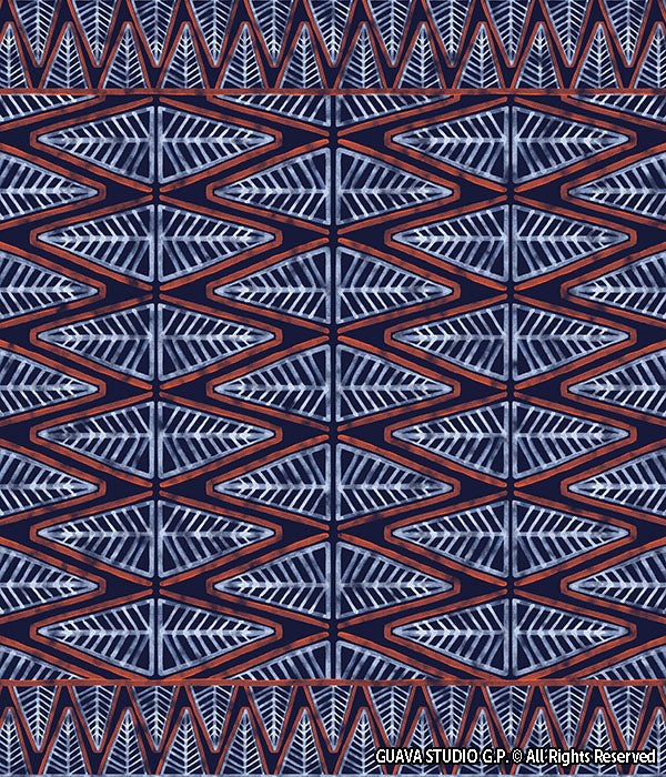 0630F - Batik Inspired Indigo Tie Dye