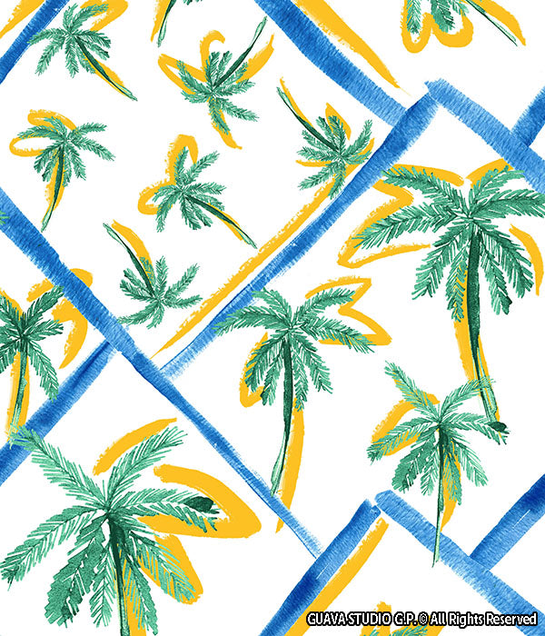 0633D - Hand Drawn Palm Tree Plaid