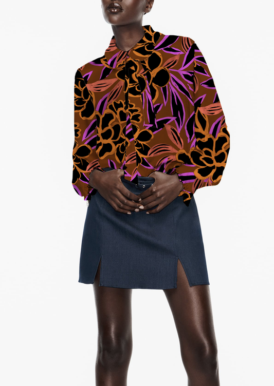 0637D- Brown Hand Drawn Peonies