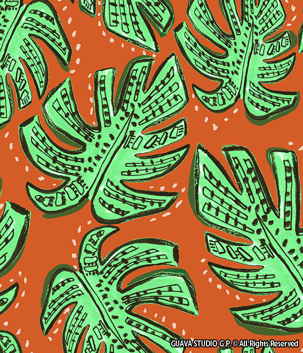 0725D- Geo Textured Tropical Foliage