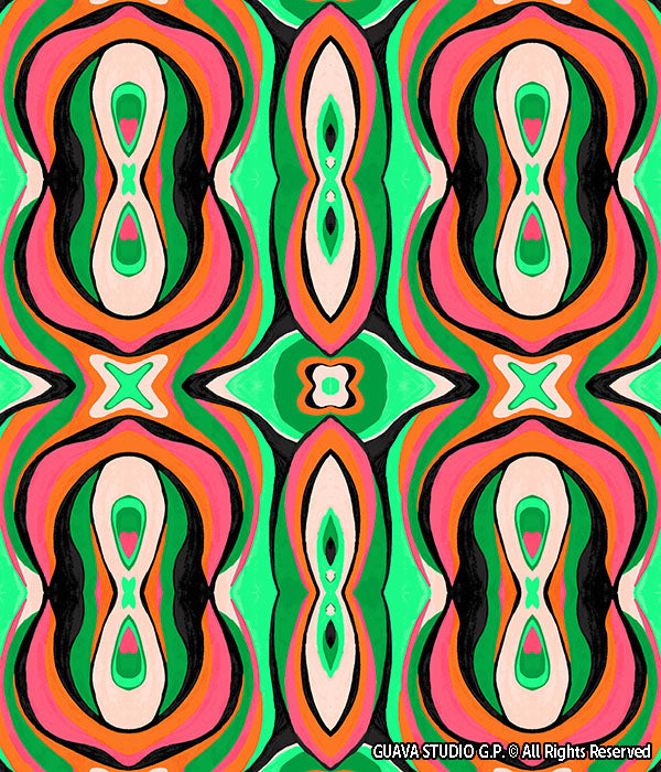 0726G- Neon Green and Orange Pucci Inspired Print