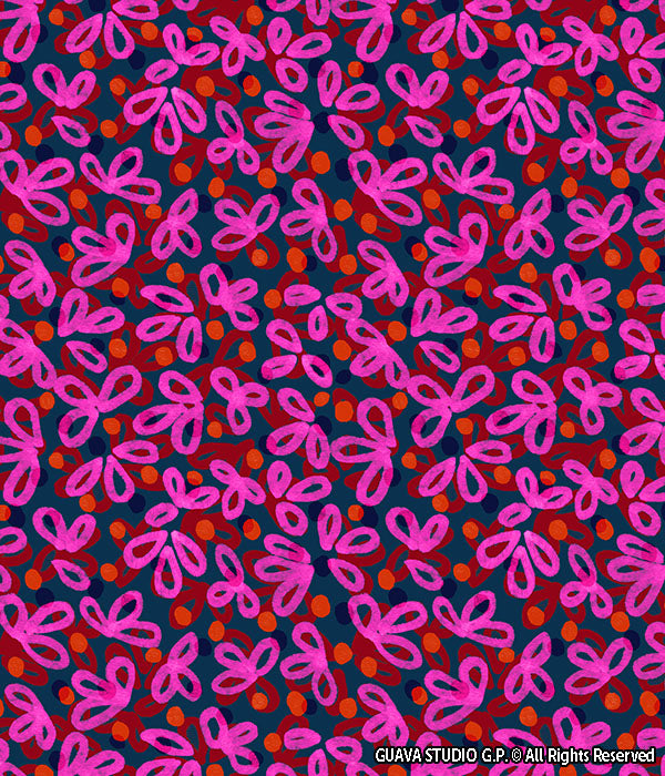0731A- Hand Painted Pink Floral and Dots