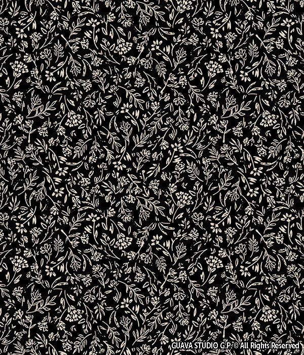 0742A- Black and Off-White Ditsy Floral