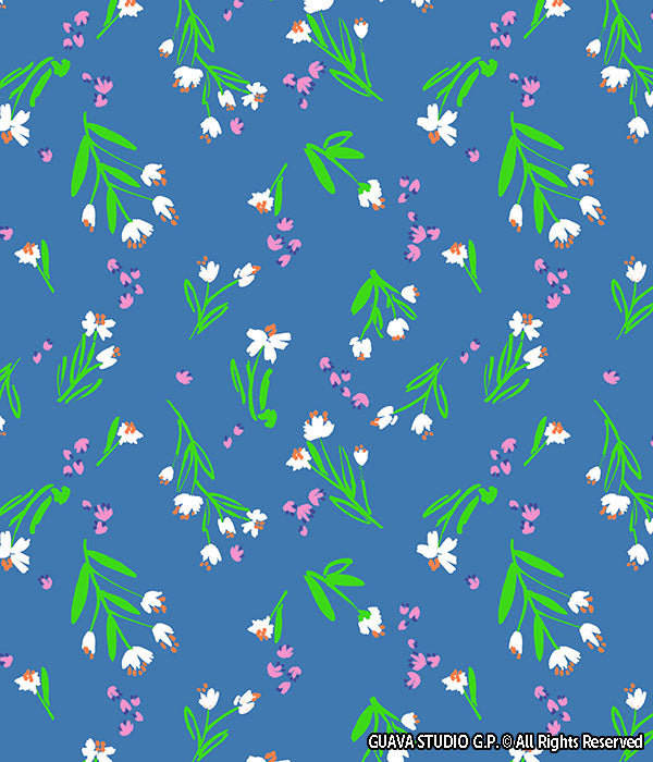 0747C- Lavender Blue Neon Ditsy Floral