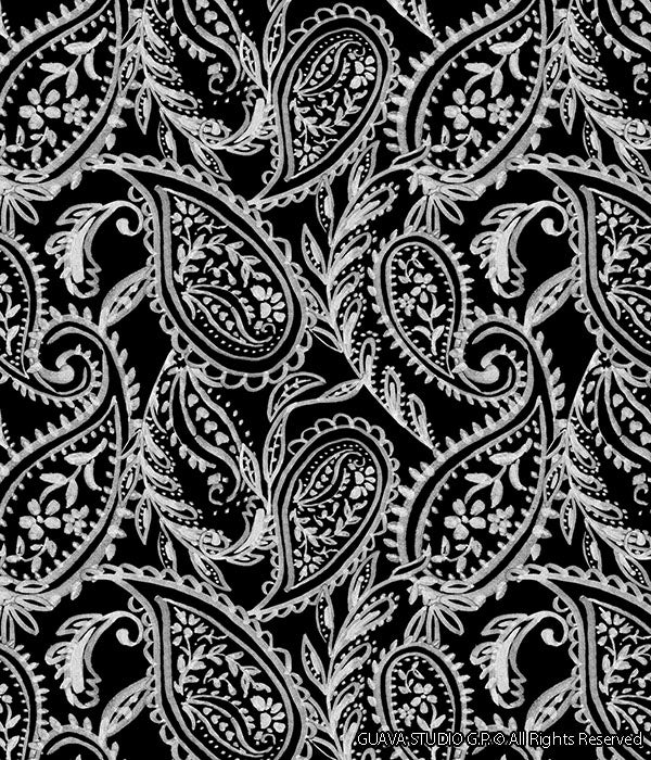 0749A- Black and White Hand Drawn Paisley