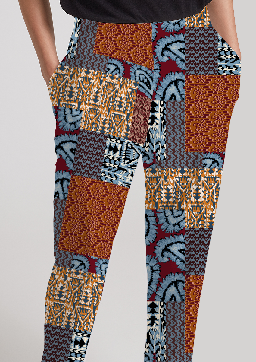 0750B- Burgundy and Teal Paisley Patchwork