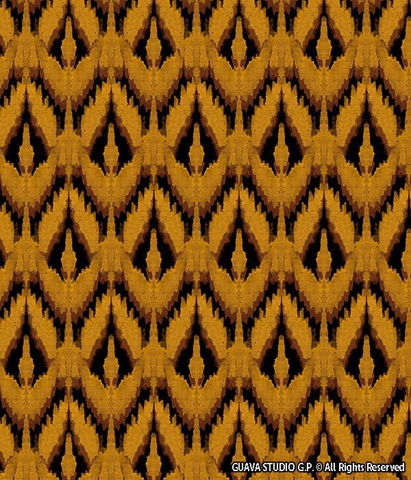 0750H- Dark Mustard & Black Watercolor Ikat