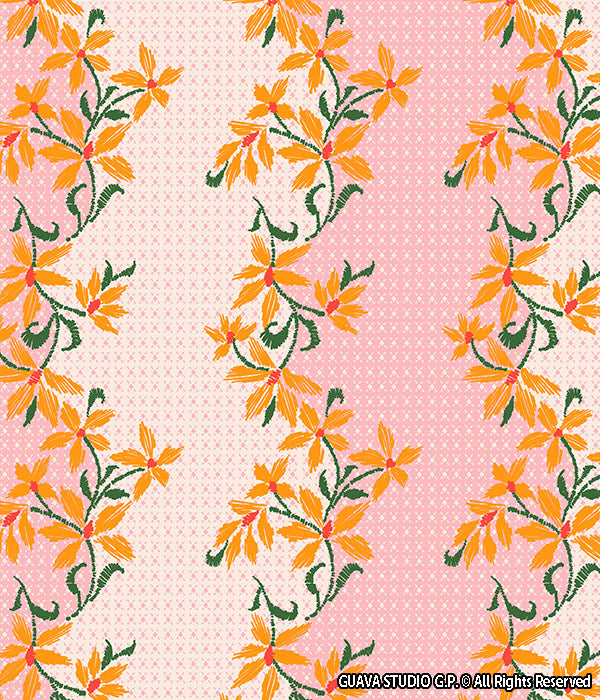 0756A- Ikat Style Pastel Floral Stripes