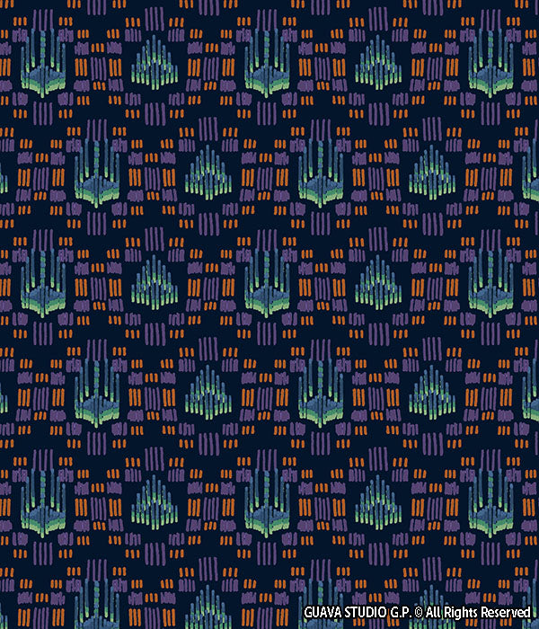0758F- Dark Watercolor Surfwear Ikat