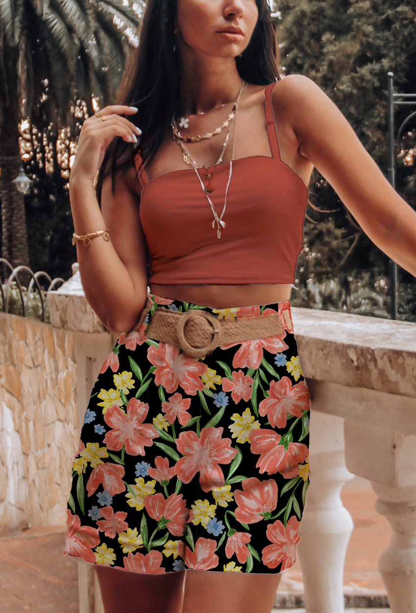 0767A- Black Ground Hand Painted Floral