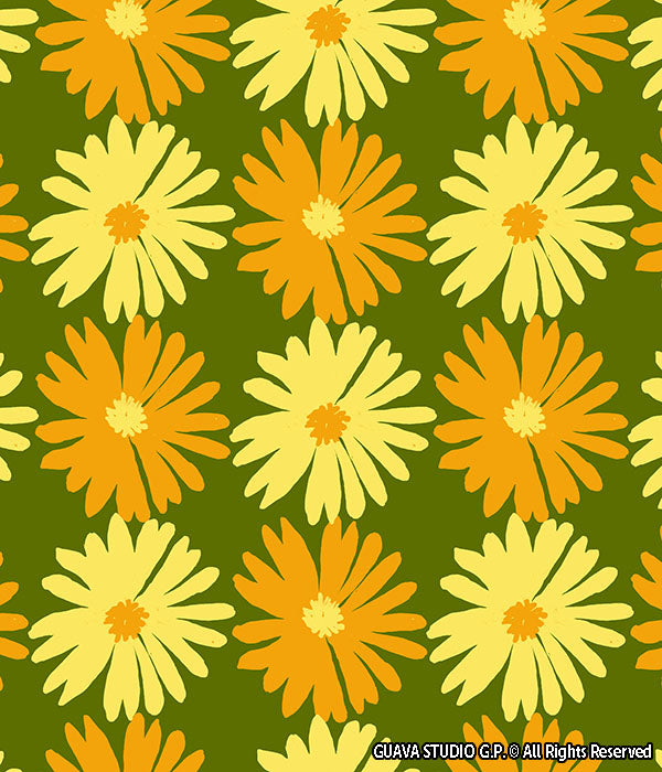 0768C- Green and Yellow Graphic Daisies