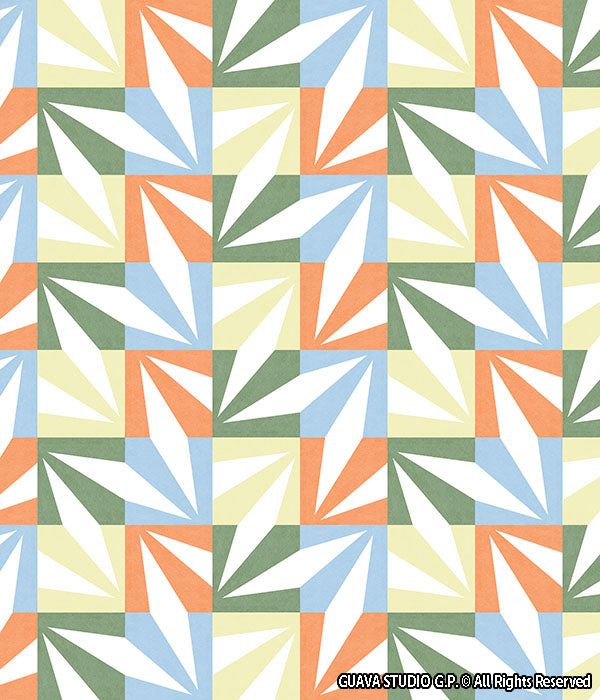 0786C- Pastel Geo Leaf Checks