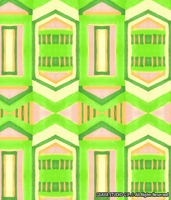 0793B- Faded Neon Green and Pink Geo