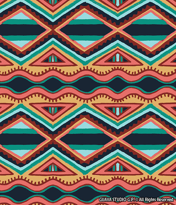0793E- 80s Boardshort Aztec Inpired Stripes